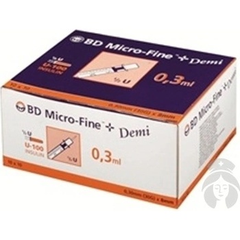 BD Micro Fine + Demi inzulin. striekačka U-100 30 G objem 0,3 ml 10 x 10 ks