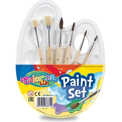 Colorino Kids štetce na maľovanie 6 ks natur s paletou