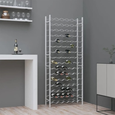 vidaXL Стойка за вино за 96 бутилки, бяла, метална (340914)
