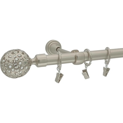 Kovovégarnýže Garnýž Huglo elegance 19 mm matný nikl Jednořadá, 120 cm, Kroužky s žabkou