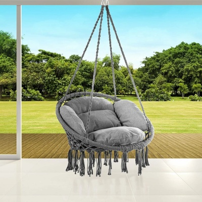 Jurhan BOHO Závesné kreslo antracitové Ø61cm s vankúšmi 33345