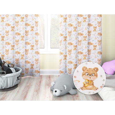 Biante Detský bavlnený záves Sandra SA-524 Roztomilí medvedíkovia na bielom 150x240 cm