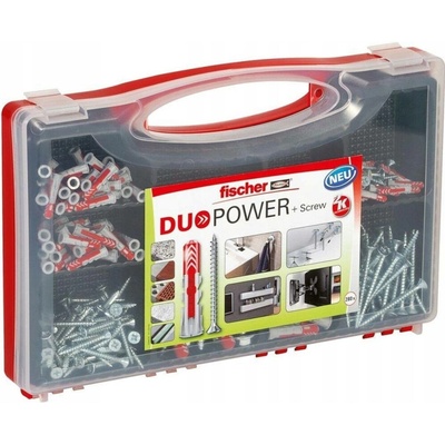 Fischer DUOPOWER 5, 6, 8 a 10 univerzální hmoždinka sada + šrouby REDBOX - 536091 – Zbozi.Blesk.cz