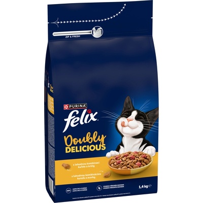 Felix Doubly Delicious granule pre mačky kuracie a krůta s červenou řepou 1,4 kg