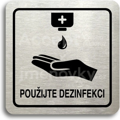 ACCEPT Piktogram použijte dezinfekci IV - stříbrná tabulka - černý tisk