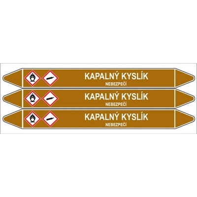 Značení potrubí, kapalný kyslík,3 ks, 355 × 37 mm PZ 008192