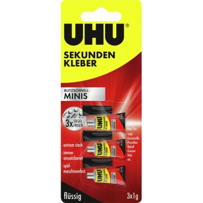 Lepidlo Uhu Super Glue Lightning Fast Minis Liquid 3 x 1 g