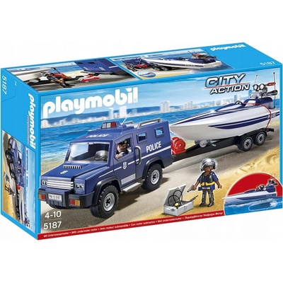 Playmobil 5187 Policajné auto s rýchlostným člnom