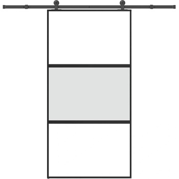 vidaXL Плъзгаща се врата с обков 102, 5x205 см Закалено стъкло&Алуминий (3332952)