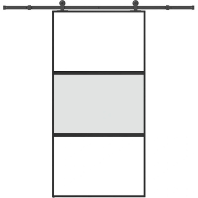 vidaXL Плъзгаща се врата с обков 102, 5x205 см Закалено стъкло&Алуминий (3332952)