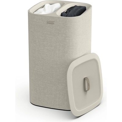 Joseph Joseph Tota 60 Liter Laundry Sorting Basket with Lid, 2 Removable Laundry Bags with Handles, Ecru Beige - 50019