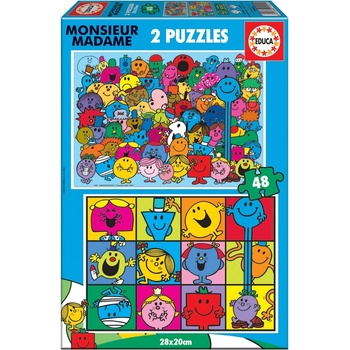 Educa Пъзел 2 в 1 Educa - Мосю и Мадам, 2 х 48 части (EDU19402)
