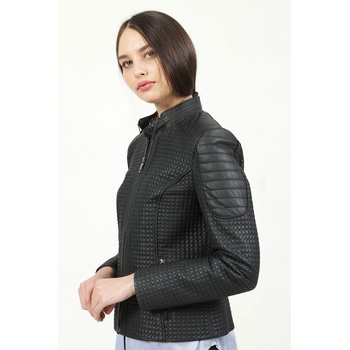 Jacket Club Дамско яке от естествена кожа yb-1055/p - Тъмносиво #319292 (319292_Черно)