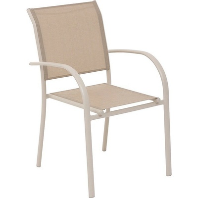 DEOKORK Hliníkové křeslo s textílií VALENCIA (ivory)