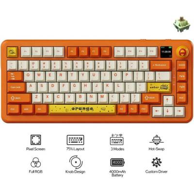 Ajazz AK820 MAX Avocado Switch oranžovo-biela