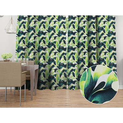 Biante Dekoračný záves Rongo RGP-505 Veľké zelené listy 140x140 cm