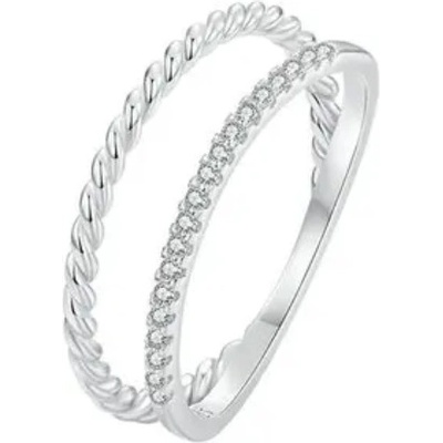 Dvojitý prsten se zirkony - Stříbro 925 | Bižuterie-Top