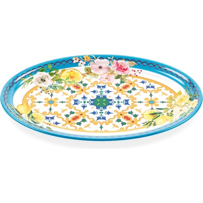 Guzzini Овална чиния за сервиране Flowers & Lemon 35, 5 см синьо-жълта (28190452)