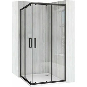 Rea Квадратна душ кабина с плъзгащи се врати черна Rea City 90x90 см (5902557396603)