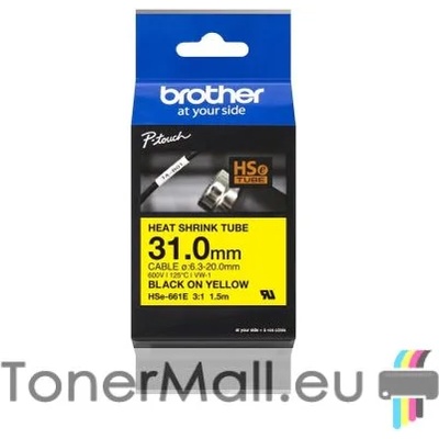 Brother Термо-шлаух лента Brother HSE-661E, 31mm, Black on Yellow Heat Shrink Tube