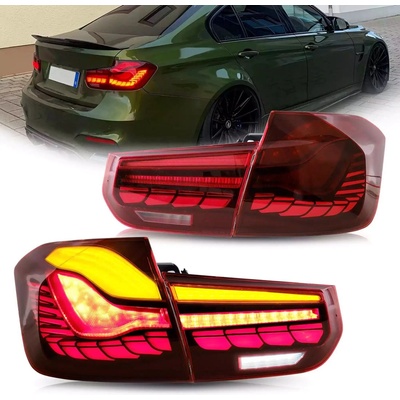 Диодни стопове за BMW F30 sedan (2012-2019) GTS look с бягащ мигач - червени (VD-BMW-0293A)