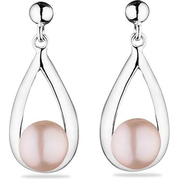 Image 1 of Swan Сребърни обици със сладководни розови перли GE003R Swan