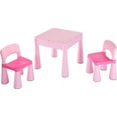 Detské stolíky so stoličkami New Baby detská sada stolček a dve stoličky ružová