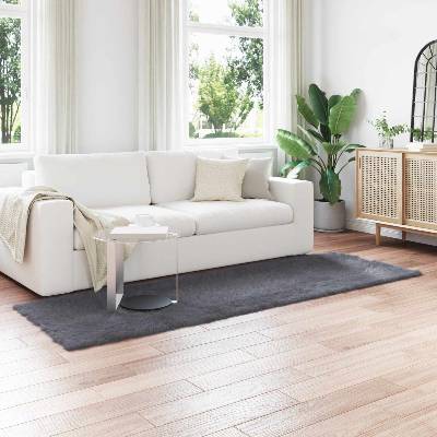vidaXL Изкуствена овча килим TAFALLA Антрацит 80 x 250 cm Полиестер (42021590)