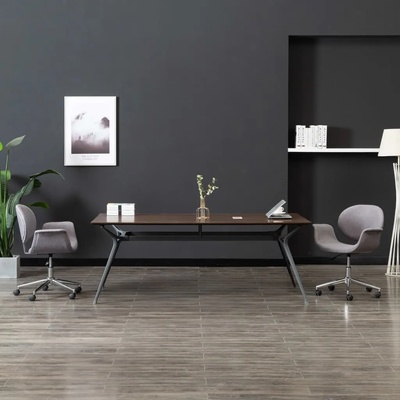 vidaXL Въртящи се трапезни столове, 2 бр, сиви, текстил (3054866)