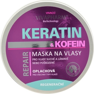 VivaPharm Keratinová maska na vlasy s kofeinem 200 ml