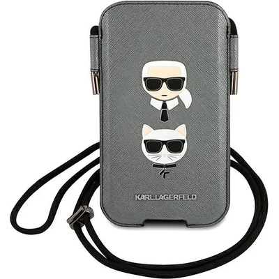 KARL LAGERFELD Karl Lagerfeld KLHCP12MOPHKCG Saffiano Ikonik Karl&Choupette Head универсален калъф, до 6.1", сив (KLD875GRY)