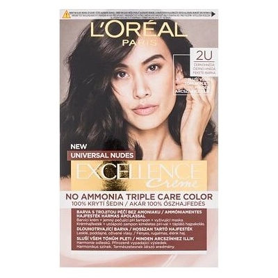 L'Oréal Paris Excellence Creme Triple Protection barva na vlasy na barvené vlasy na všechny typy vlasů 2U Black-Brown 48 ml