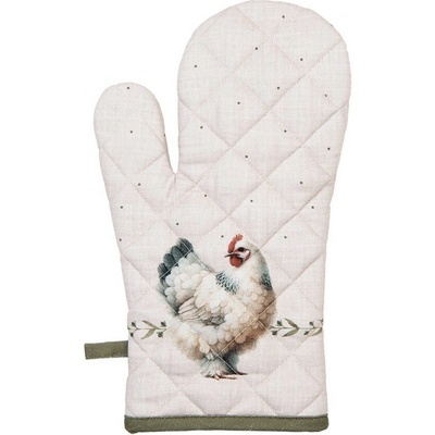 Clayre & Eef Barnyard Chicken Béžová chňapka rukavice se slepičkami 18 x 30 cm