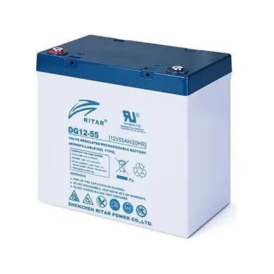 Ritar Оловна гелова батерия RITAR (DG12-55), 12V, 55Ah, 229 / 138 /211 mm F15/M6 / F11/M6, За соларни системи (RITAR-DG12-55)