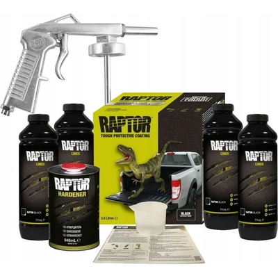 Akrylový lak U-POL Raptor čierny 3790 ml s tužidlom a pištoľou