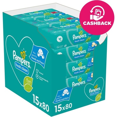 Pampers Fresh Clean Baby dětské čisticí ubrousky 15 balení = 1200 čisticích ubrousků
