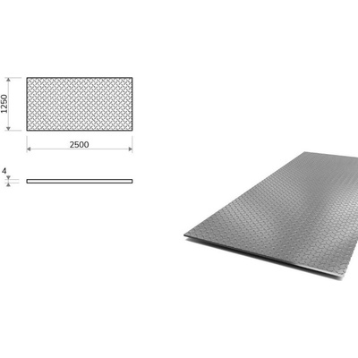 Nerezový plech slzičkový 1,25x2,5 m, tloušťka 4 mm