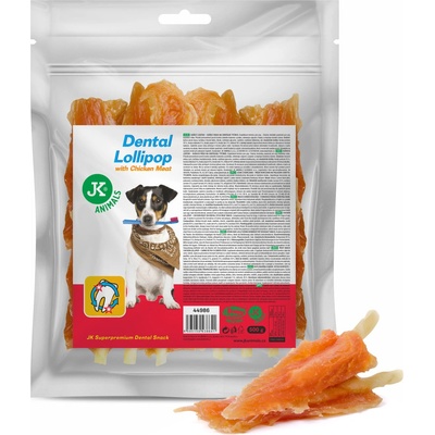 JK ANIMALS Lollipop, sušené kuracie mäso na dentálnej tyčinke 500 g