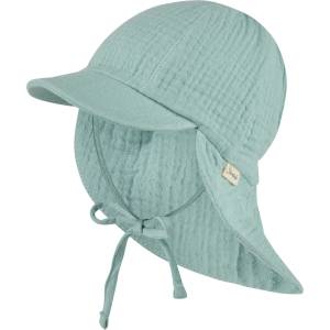 Sterntaler Детска шапка с козирка Sterntaler Kids' Peaked Cap with Neck Flap Muslin, Tie Cap - Helltürkis - размер 49 cm (904-3662-0714)
