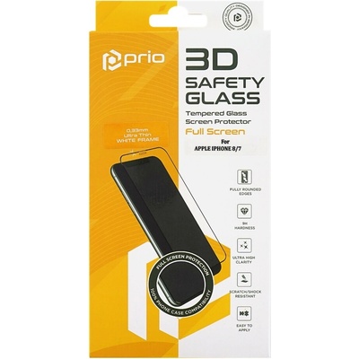 Закалено защитно стъкло за iPhone 7 / 8, Full Cover 3D, бяло (11758)