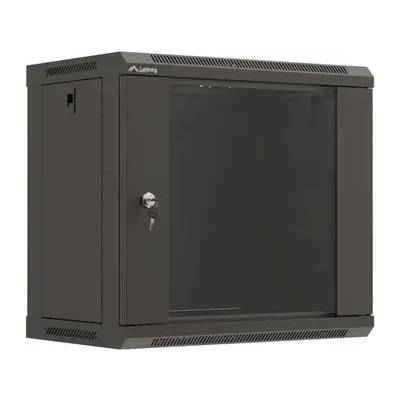 Lanberg Комуникационен шкаф, Lanberg rack cabinet 19" wall-mount 9U/540x350 (flat pack) with glass door black (WF03-5309-10B)