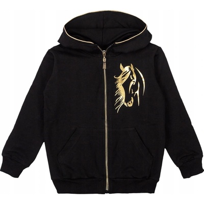 Tup Tup mikina na zips s kapucňou zlatý kôň čierna