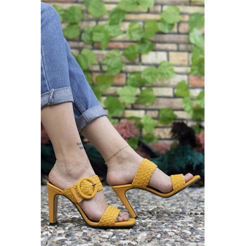 Riccon Дамски чехли с висок ток 0012902 - Горчица #325652 (325652_Горчица)