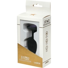 Star Collection Black Silicone Anal Plug L Purple Stone