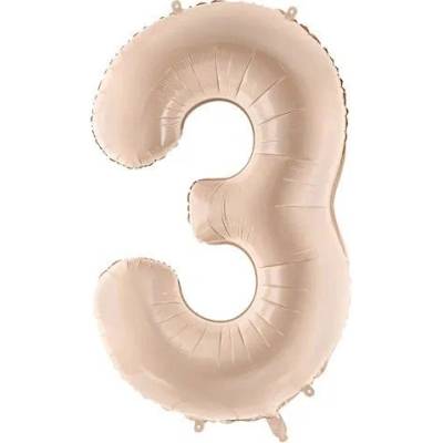 Party Deco Фолиен балон цифра, 72 см, Тъмен Бежов - 3 (fb230t-3-013c)