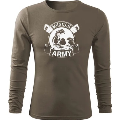 DRAGOWA FIT-T Тениска с дълъг ръкав Muscle Army Original, маслиненозелена, 160 г/м2 (5649)