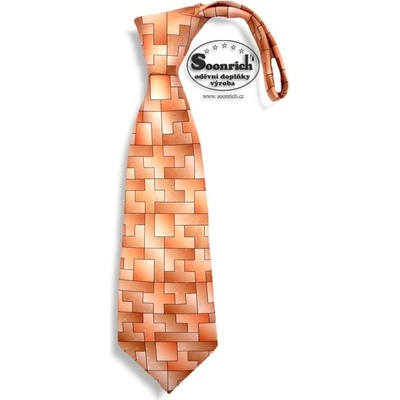 Soonrich kravata oranžová tetris kor059