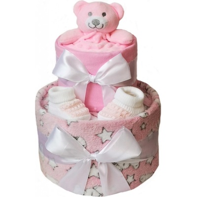 Brumlík plenkový dort dvoupatrový Minky méďa růžová – Zboží Dáma