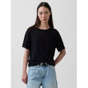 GAP Ленена тениска GAP GAP | Cheren | ЖЕНИ | XXS