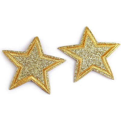 Nažehlovačka hvězda s glitry, střední, 2 zlatá